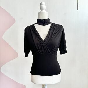 Vintage‎ Black Babydoll Top, Fairy Grunge Y2K 2000s Gothic Coquette Small